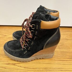 New Söfft Womens Black Underlyn Suede‎ & Leather Bootie Size 7.5M